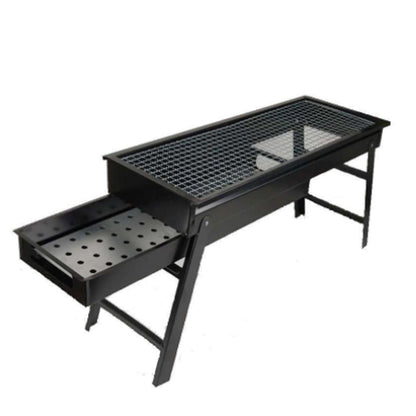 Outdoor and indoor portable barbecue grill set. portable charcoal grill, foldable BBQ grill, outdoor barbecue grill, camping grill, travel BBQ grill, garden charcoal stove, picnic BBQ setup