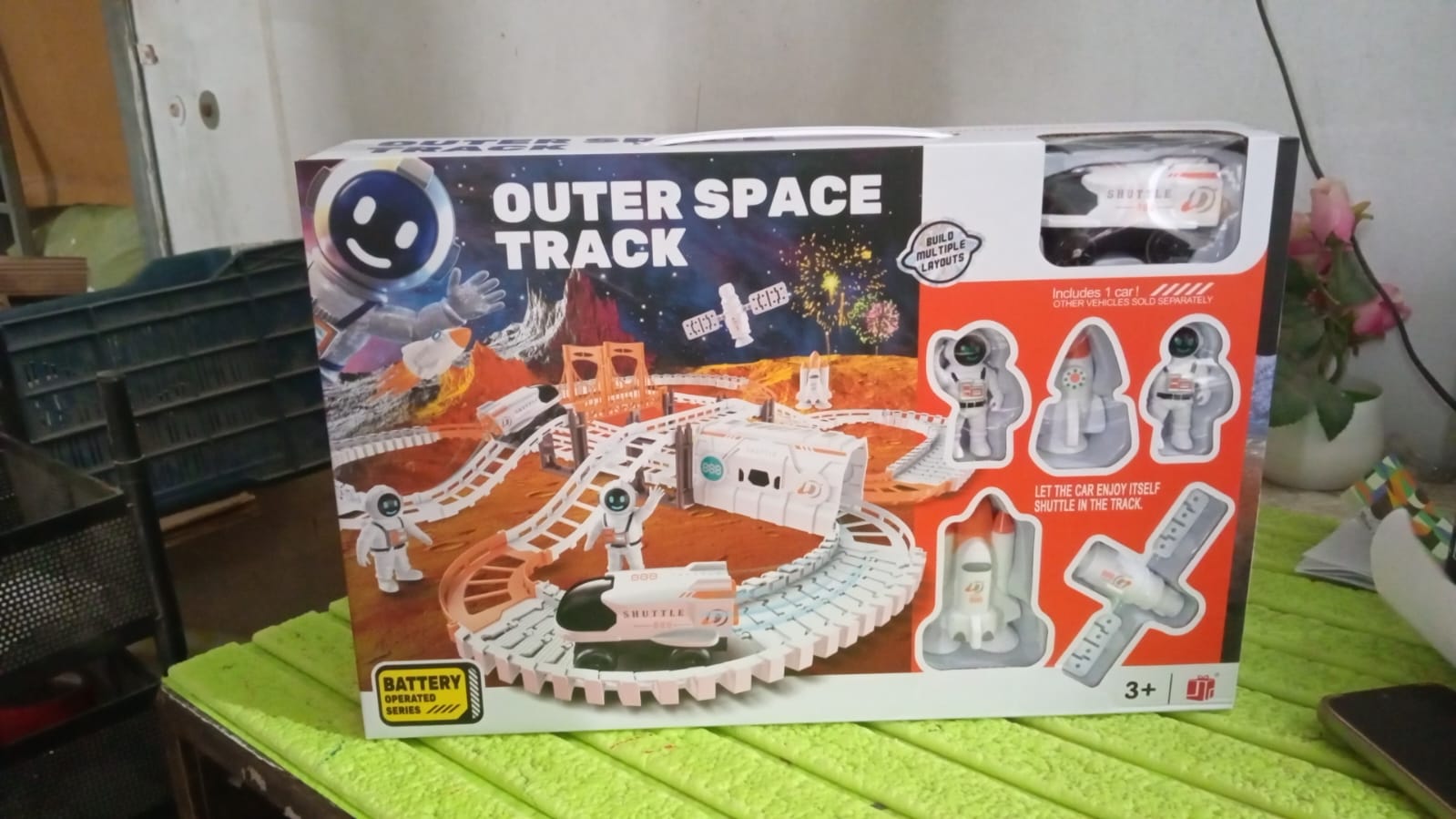 astronaut figures and rocket toys for imaginative play, battery operated space track game for children, complete outer space adventure toy set for boys and girls


