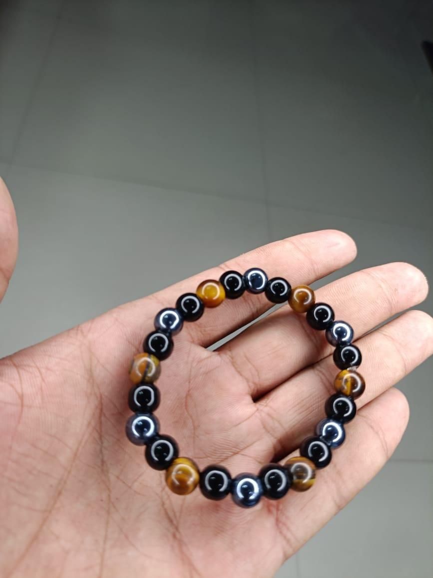 Stylish tiger eye and black bead bracelet set, Matte black beaded bracelet with tiger eye beads, Men's tiger eye black bead bracelet combo, Elegant tiger eye and matte black bracelet, Combo tiger eye and black bead wristband, Durable tiger eye matte black bracelet for men, Fashionable tiger eye and black bead bracelet set, Spiritual tiger eye matte black beaded bracelet, Black bead and tiger eye bracelet combo for men