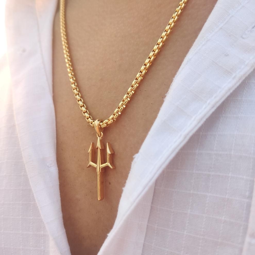 mahadev trishul pendant necklace, gold plated shiv alloy necklace, trishul pendant chain for men, mahadev shiv alloy necklace gold finish, gold plated shiv trishul pendant, men's gold plated trishul necklace, mahadev alloy pendant with chain, gold finish trishul pendant chain, spiritual mahadev necklace for men