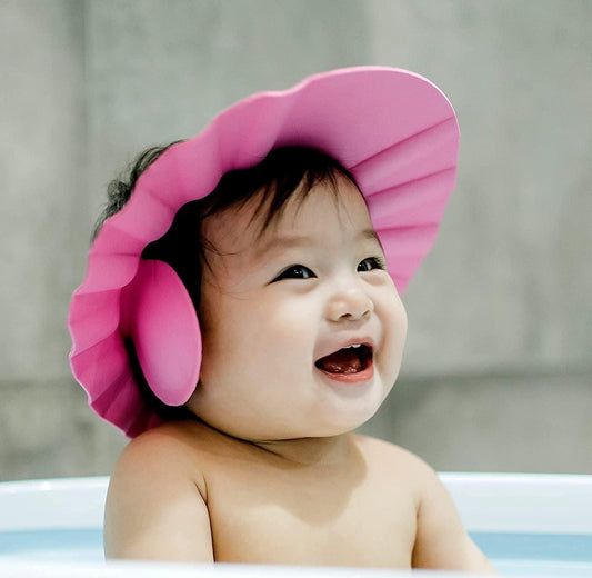 Baby Adjustable Safe Bathing Shower Cap (Pack of 2) – EVA Foam Shampoo Hat for Kids & Toddlers | No-Tear Eye Protector, baby shower cap, baby bathing cap, shampoo cap for baby, baby head protector cap, adjustable baby shower hat, baby shower hat EVA foam, baby hair wash shield, no tear shower cap for kids, baby bath safety products, toddler shampoo eye protector

