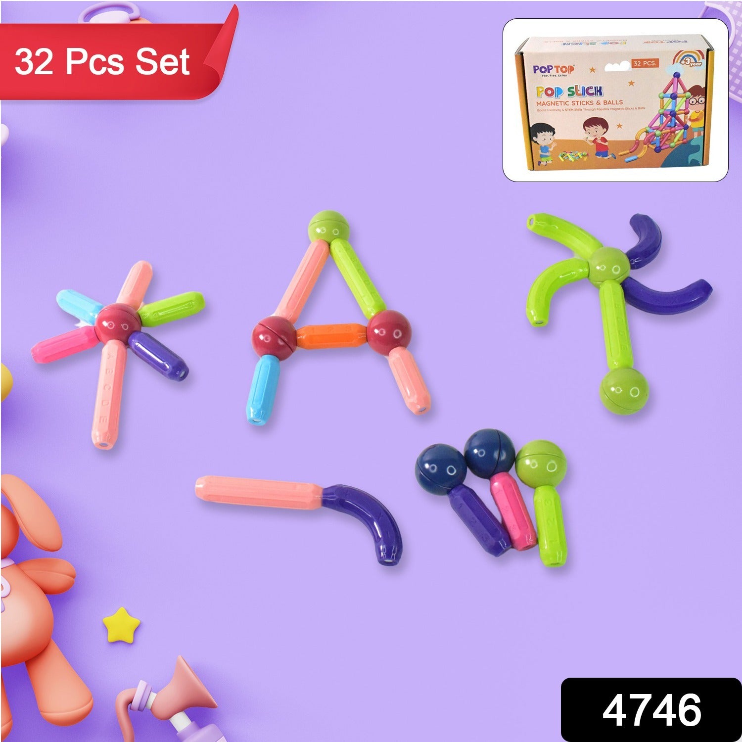magnetic sticks building blocks India, magnetic building toys India, magnetic construction blocks, magnetic STEM toy for kids, 32 piece magnetic building set India, educational magnetic toys India, kids STEM toy magnetic sticks, 