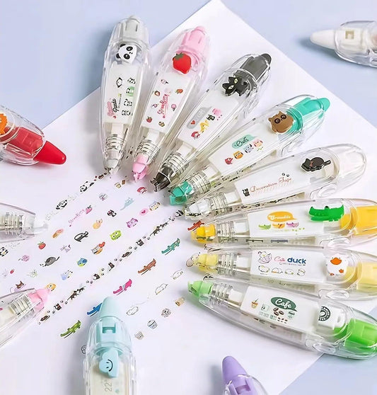 Cute Decoration Tape Pen Machine Pack of 2 – Kawaii Novelty Sticker Roller for Kids & Crafts, cute decoration tape pen, sticker tape pen machine, novelty tape pen, kids stationery tape, kawaii sticker tape, creative correction tape, washi tape roller, school project decoration tape, fancy tape dispenser for kids, colorful tape pen pack

