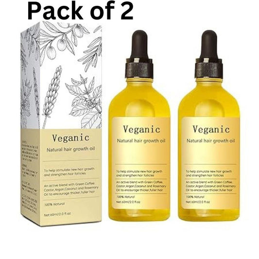 Vegan Natural Hair Growth Oil Pack of 2 – Herbal Organic Hair Strengthening Oil, natural hair growth oil, vegan hair oil, hair growth oil for men and women, herbal hair oil, organic hair growth oil, pack of 2 hair oil, hair oil for hair fall, hair strengthening oil, scalp nourishing oil, hair regrowth oil, natural hair care oil, chemical-free hair oil, vegan herbal hair oil, best hair growth oil India, hair oil for all hair types