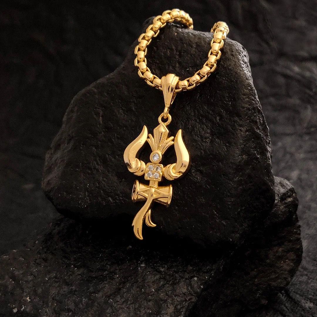 casual religious jewelry trishul pendant, men’s gold alloy trishul necklace, religious trishul pendant chain men, gold alloy trishul locket for men, casual trishul pendant jewelry men, gold alloy spiritual pendant chain, men’s trishul pendant with chain, gold alloy religious pendant men, trishul pendant necklace casual jewelry
