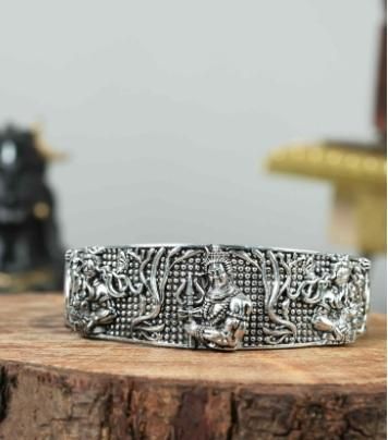 Men's Oxidised Silver Mahakal Bracelet – Casual Silver Mahakal Jewelry for Men, Men's oxidised silver bracelet, Mahakal bracelet for men, oxidised silver Mahakal bracelet, silver Mahakal bracelet, men's silver bracelet casual, Mahakal jewelry for men, casual oxidised bracelet men, silver bracelet for men, Mahakal silver bracelet, men's casual bracelet oxidised, silver bracelet with Mahakal design

