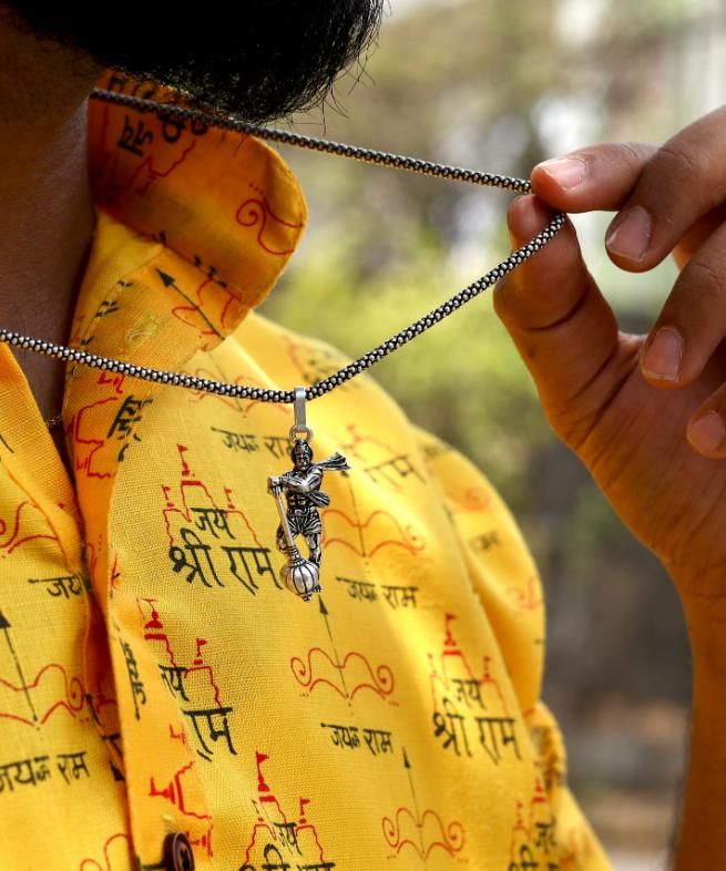 hanumanji pendant, hanuman gada pendant, silver hanuman locket, hanumanji chain, silver spiritual pendant, hanuman locket for men, silver chain for men, hanuman pendant with gada, lord hanuman pendant, religious pendant for men

