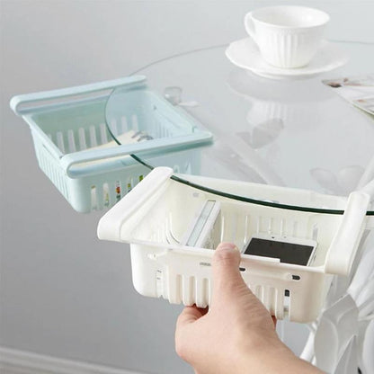 Adjustable Fridge Storage Basket. fridge organizer drawer, adjustable fridge storage basket, refrigerator drawer set, kitchen storage drawer, pantry organizer bins, fridge storage solution, BPA-free fridge organizer