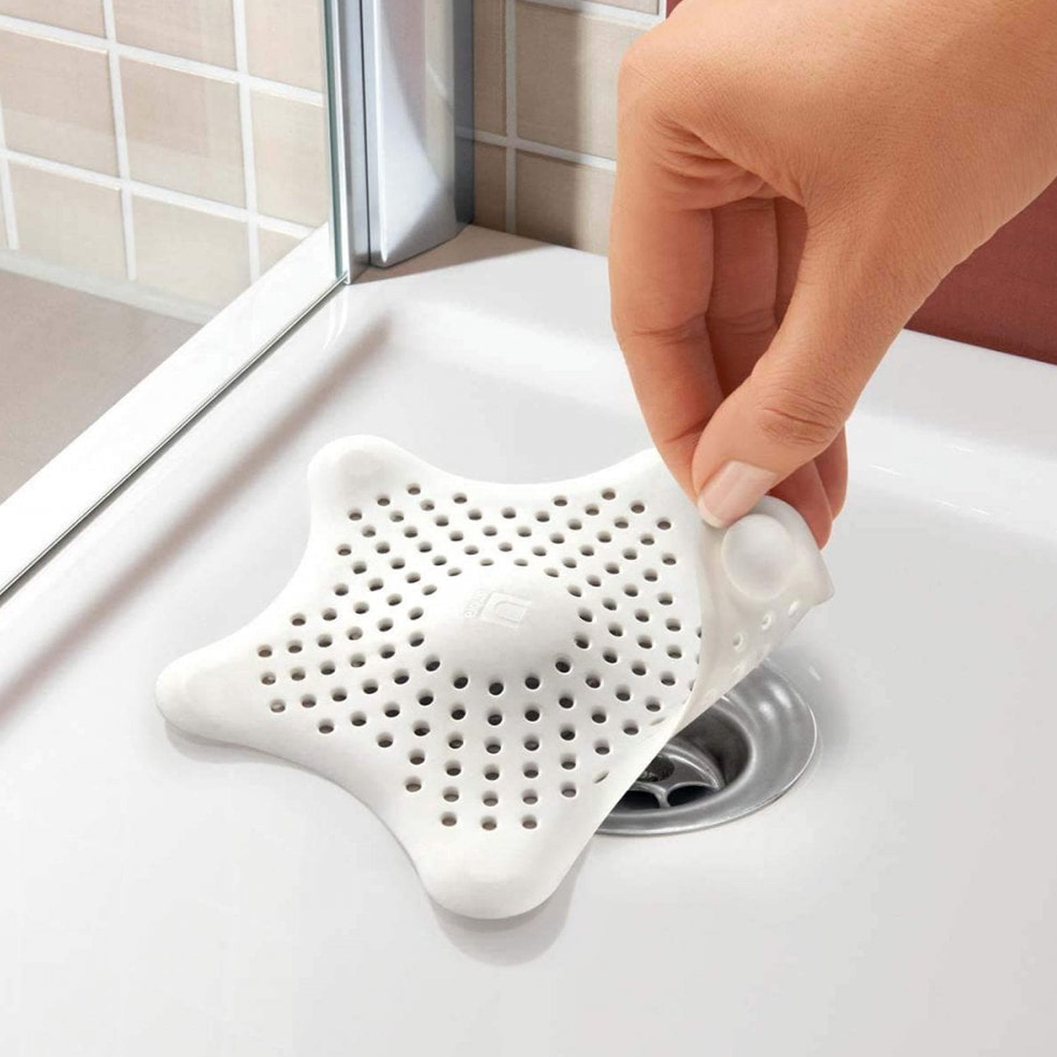 Star-shaped drain strainer to prevent clogs in pipes, star shape drain filter, hair catcher for sink, suction cup drain strainer, bathroom sink hair stopper, kitchen sink strainer, drain cover trap