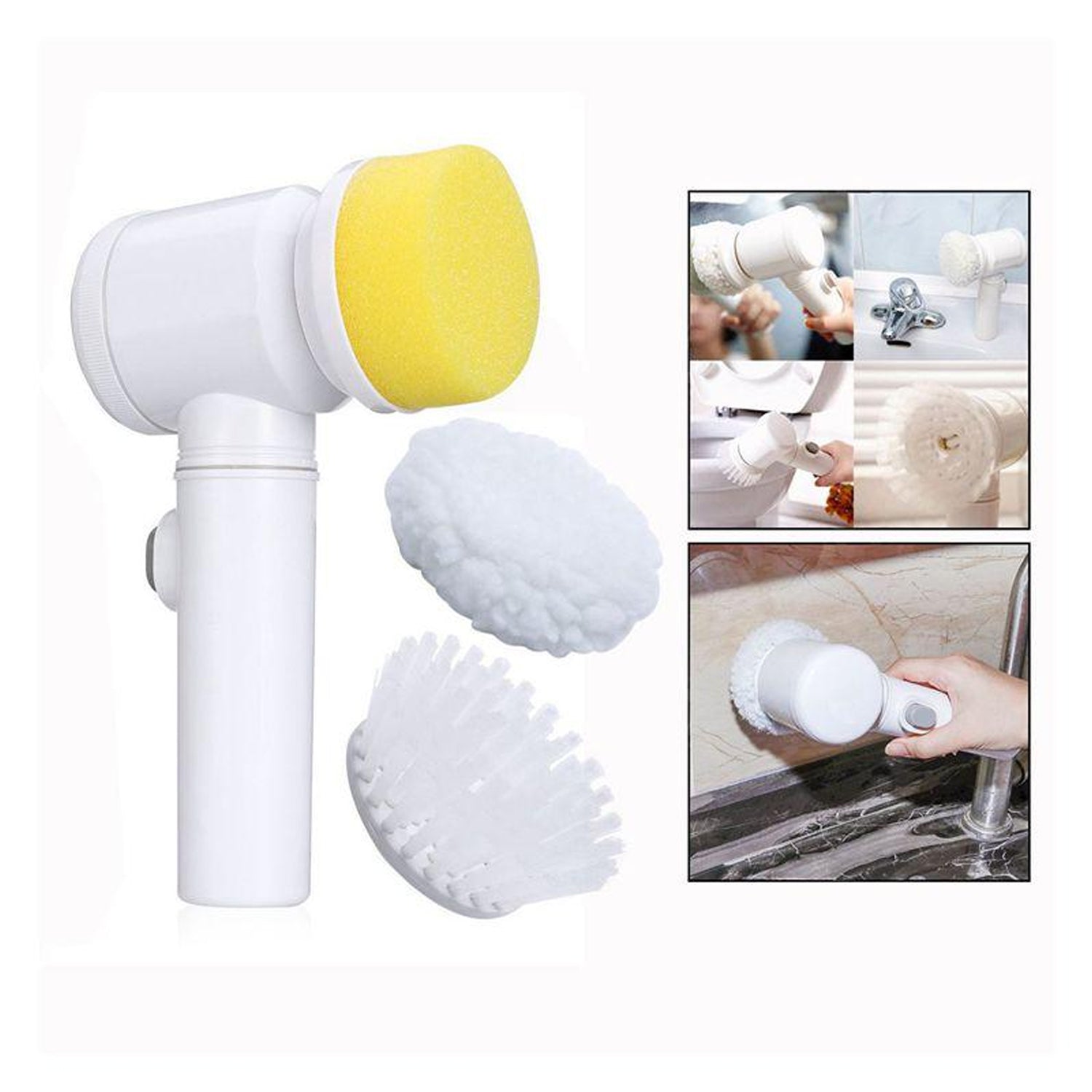 5 in 1 electric spin scrubber, rechargeable cleaning brush for bathroom, spin scrubber for kitchen tiles, multipurpose electric scrubber with 5 brush heads,