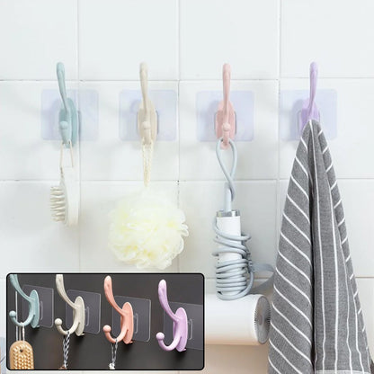 Plastic wall hook, self-adhesive, for home use. adhesive wall hook, waterproof wall hook, kitchen towel hook, bathroom hook, oil proof wall hanger, key holder, self adhesive hook, no drill hook