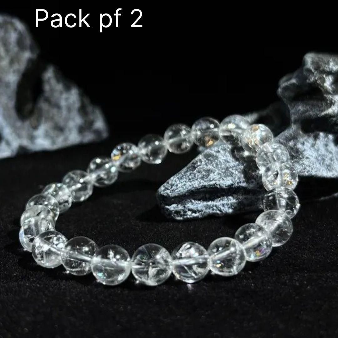 Majestic Clear Quartz Beaded Bracelet Pack of 2 – Crystal Healing Bracelets for Men & Women, clear quartz bracelet, crystal quartz beaded bracelet, clear quartz healing bracelet, clear crystal bracelet for men and women, transparent stone bracelet, quartz bracelet for energy, spiritual quartz bracelet, clear quartz bracelet pack of 2, quartz beaded bracelet online India, crystal healing bracelets India, clear quartz bracelet benefits

