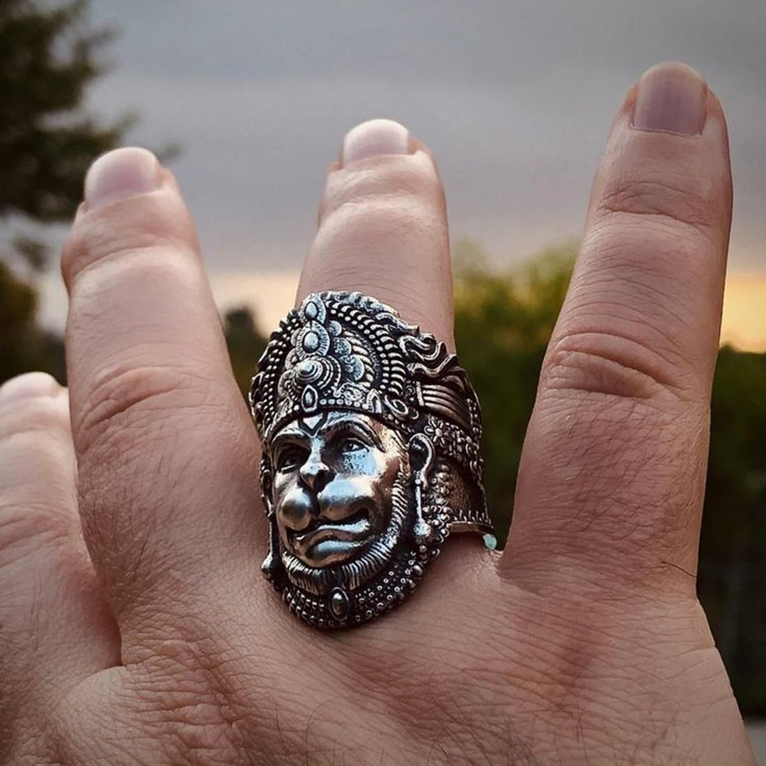 Hanuman Sterling Silver Ring for Men – Spiritual Bajrangbali Jewelry, Hanuman silver ring, sterling silver Hanuman ring, Lord Hanuman ring for men, silver religious ring, Bajrangbali ring, Hanuman jewelry for men, silver spiritual ring, casual Hanuman ring, adjustable Hanuman ring, silver ring for devotion, men’s spiritual silver ring

