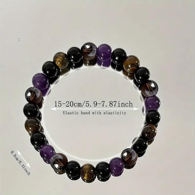 amethyst citrine tiger eye bracelet set, beaded elastic bracelet for men and women, gemstone healing bracelets pack of 10, multicolor natural stone bracelets set, protection crystal bracelets combo pack, tiger eye and citrine stone bracelets, amethyst beaded stretch bracelet set, unisex natural stone bracelets for protection, pack of 10 healing energy stone bracelets