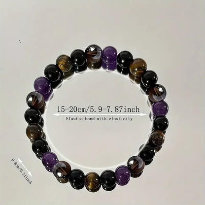 amethyst citrine tiger eye bracelet set, beaded elastic bracelet for men and women, gemstone healing bracelets pack of 10, multicolor natural stone bracelets set, protection crystal bracelets combo pack, tiger eye and citrine stone bracelets, amethyst beaded stretch bracelet set, unisex natural stone bracelets for protection, pack of 10 healing energy stone bracelets