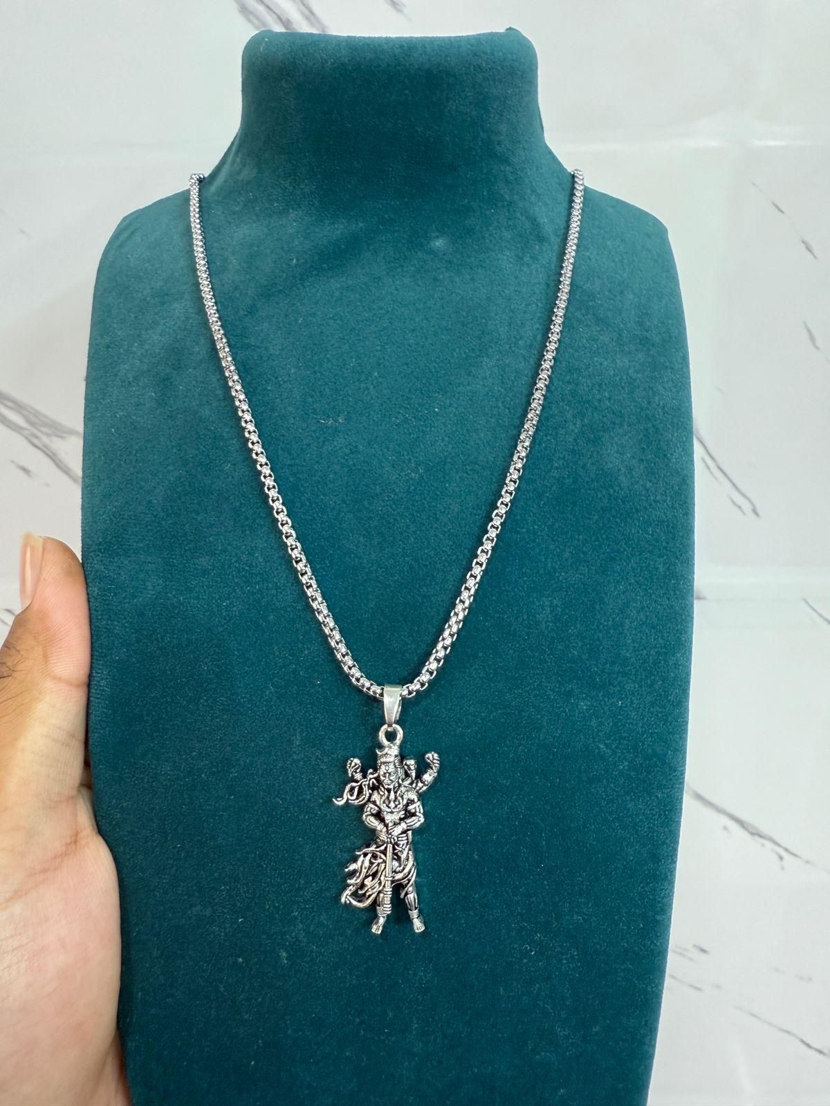 men's silver pendant mahakal spiritual jewelry, silver chain pendant mahadev locket men