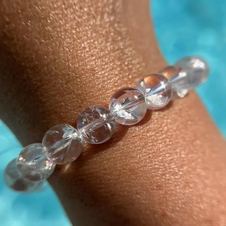 clear quartz bracelet, crystal healing bracelet, beaded bracelet pack of 2, healing bracelet unisex, men's healing bracelet, women's healing bracelet, quartz crystal bracelet, clear quartz jewelry, healing crystal bracelet, pack of 2 bracelets

