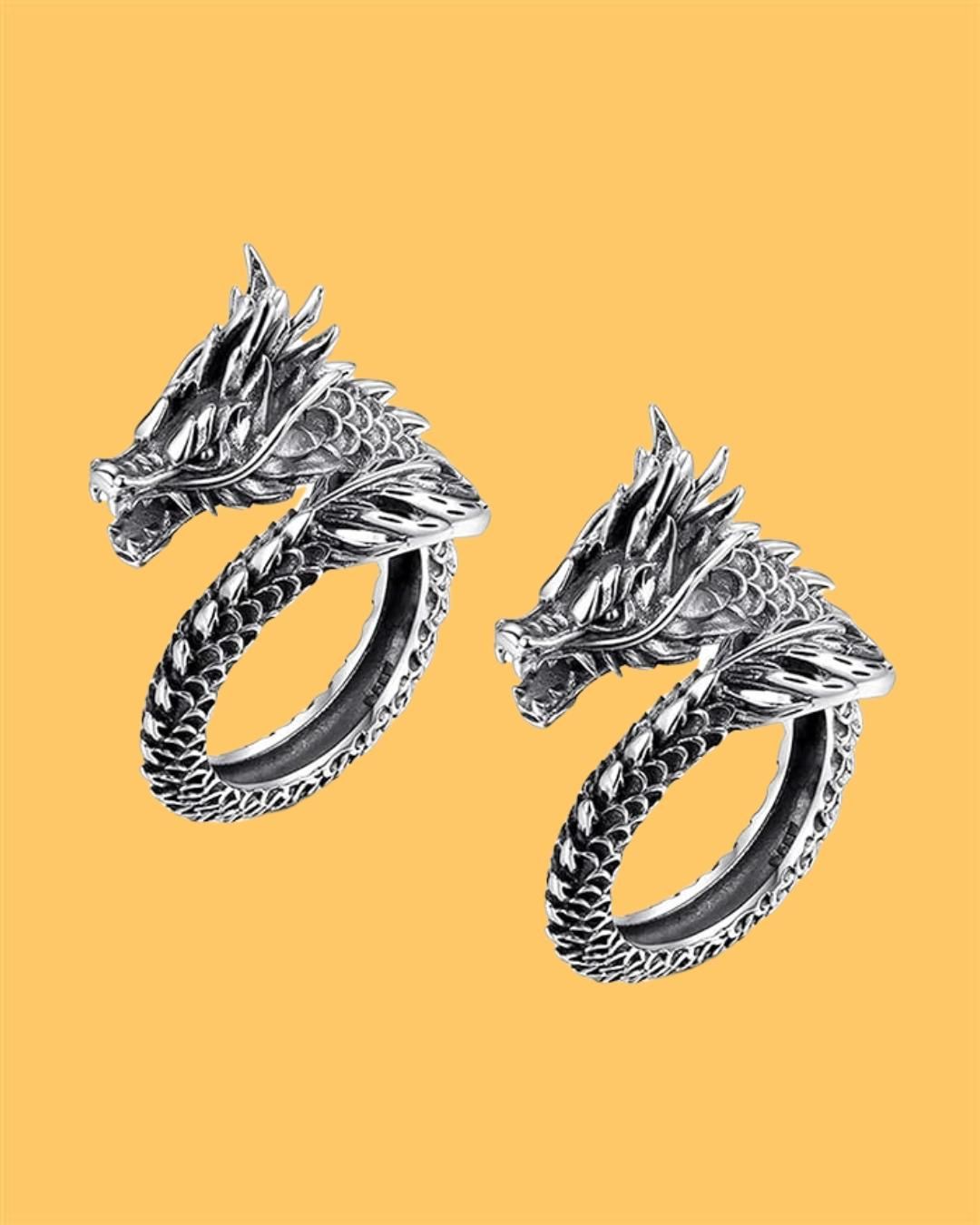 Silver Adjustable Dragon Ring Pack of 2 – Multicolor Alloy Rings Free Size, silver adjustable ring, dragon ring, adjustable dragon ring, silver dragon ring, multicolor ring pack, alloy rings pack, unisex adjustable ring, free size rings, dragon jewelry for men and women, pack of 2 rings, silver alloy rings, statement rings for men, fashion rings for women

