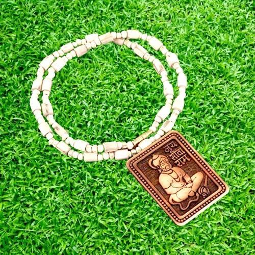 tulsi mala, hanuman ji pendant, kanthi mala, tulsi kanthi mala, wooden mala for men, spiritual mala for men, hanuman locket mala, tulsi mala with pendant, devotional mala men, natural tulsi mala

