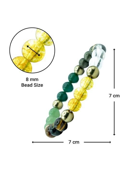 prosperity elastic bracelet for wealth and money, elasticated dhan yog bracelet for prosperity and wealth, gemstone bracelet for dhan yog money and success, crystal bracelet for prosperity and dhan yog, natural stone bracelet for money and dhan yog, dhan yog gemstone prosperity bracelet for men and women