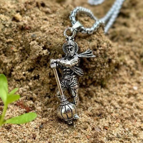 oxidized silver hanuman ji pendant combo for men, hanuman pendant chain set for men, oxidized hanuman pendant necklace men, pack of 4 hanuman chains with pendants,