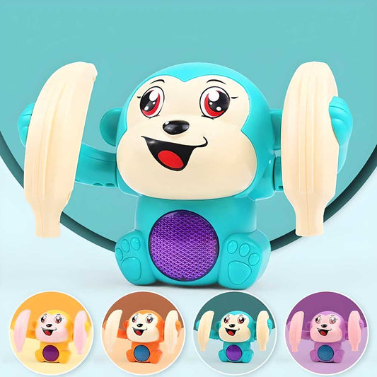 Dancing & Spinning Banana Monkey Toy with Voice Control, Light & Sound – Tumble Musical Toy for Kids (Multicolor, Pack of 1), dancing monkey toy, spinning monkey toy, voice control toy for kids, light and sound monkey toy, rolling tumble toy, baby musical toy, sensor monkey toy, banana monkey toy, monkey toy with music, battery operated monkey toy