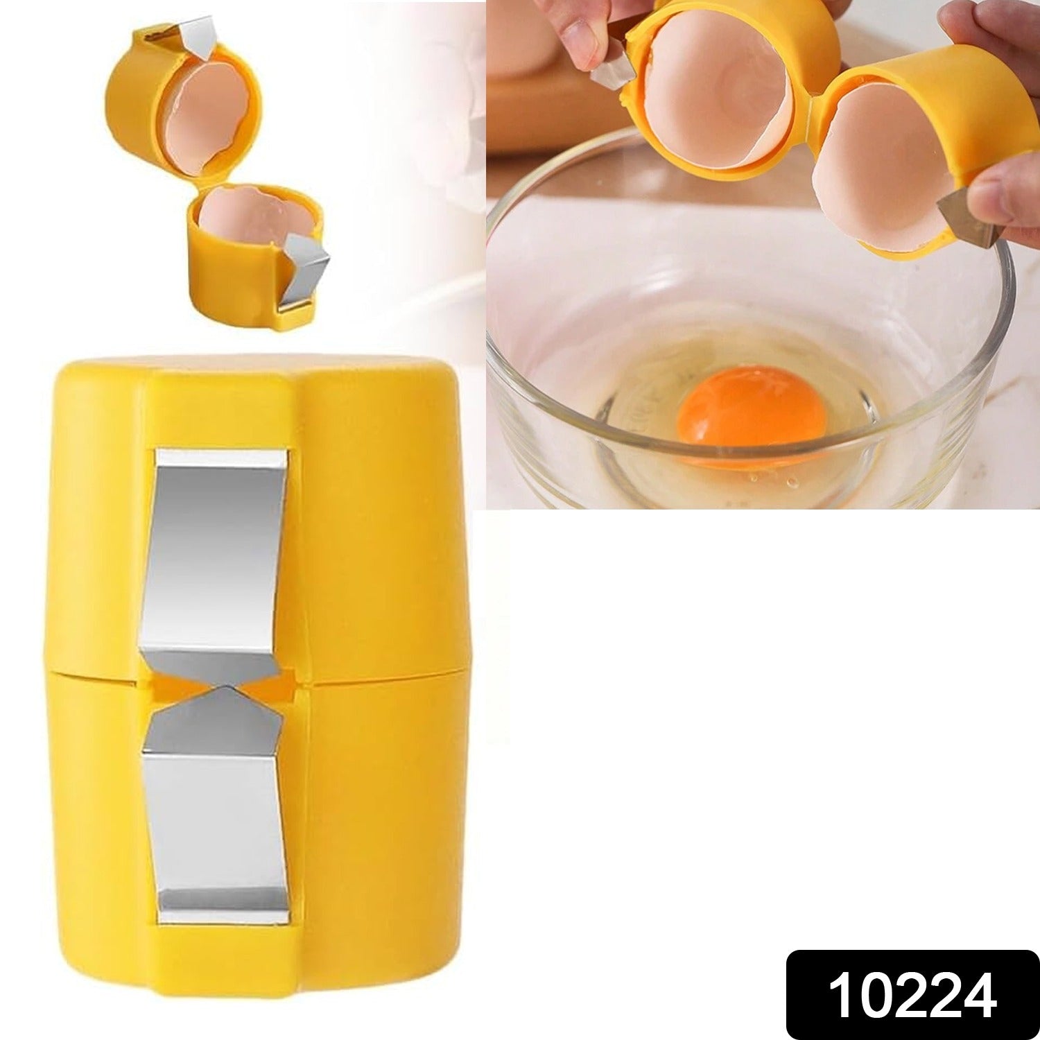 easy egg opener tool for clean cuts, kitchen gadget for cracking egg shells, stainless steel egg shell cutter tool, egg topper tool for soft and hard-boiled eggs, no mess egg shell cracker for chefs, compact egg shell cutting device

