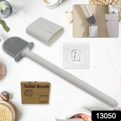  compact silicone brush for toilet bowl, wall mount toilet brush with quick-dry holder, anti-bacterial toilet brush with silicone bristles, space-saving toilet cleaner brush set, ergonomic toilet brush with drip-free base

