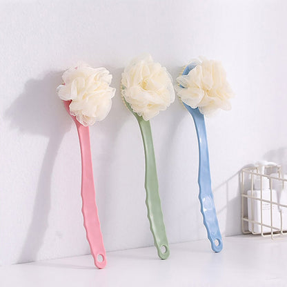 2-in-1 bath brush with long handle, practical for bathing. long handle bath brush, back scrubber brush, 2-in-1 body brush, exfoliating bath brush, shower brush for body, soft bristle scrubber, bath massager brush