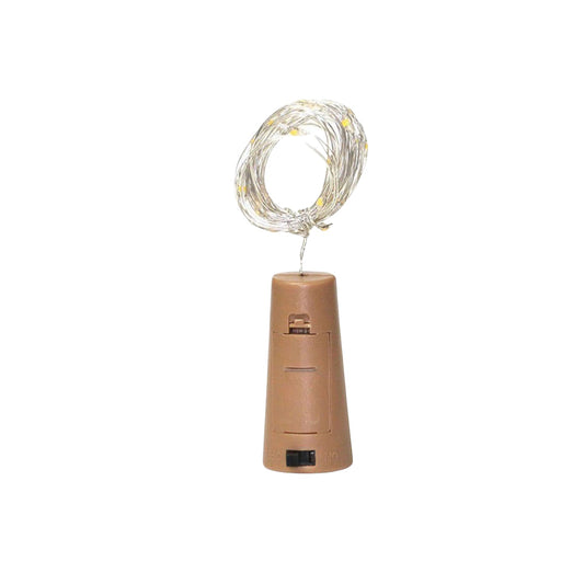 battery-operated wine bottle cork string lights 2 m warm white, LED cork fairy light for wine bottles, 20 LED copper wire cork light, decorative bottle lamp warm glow

