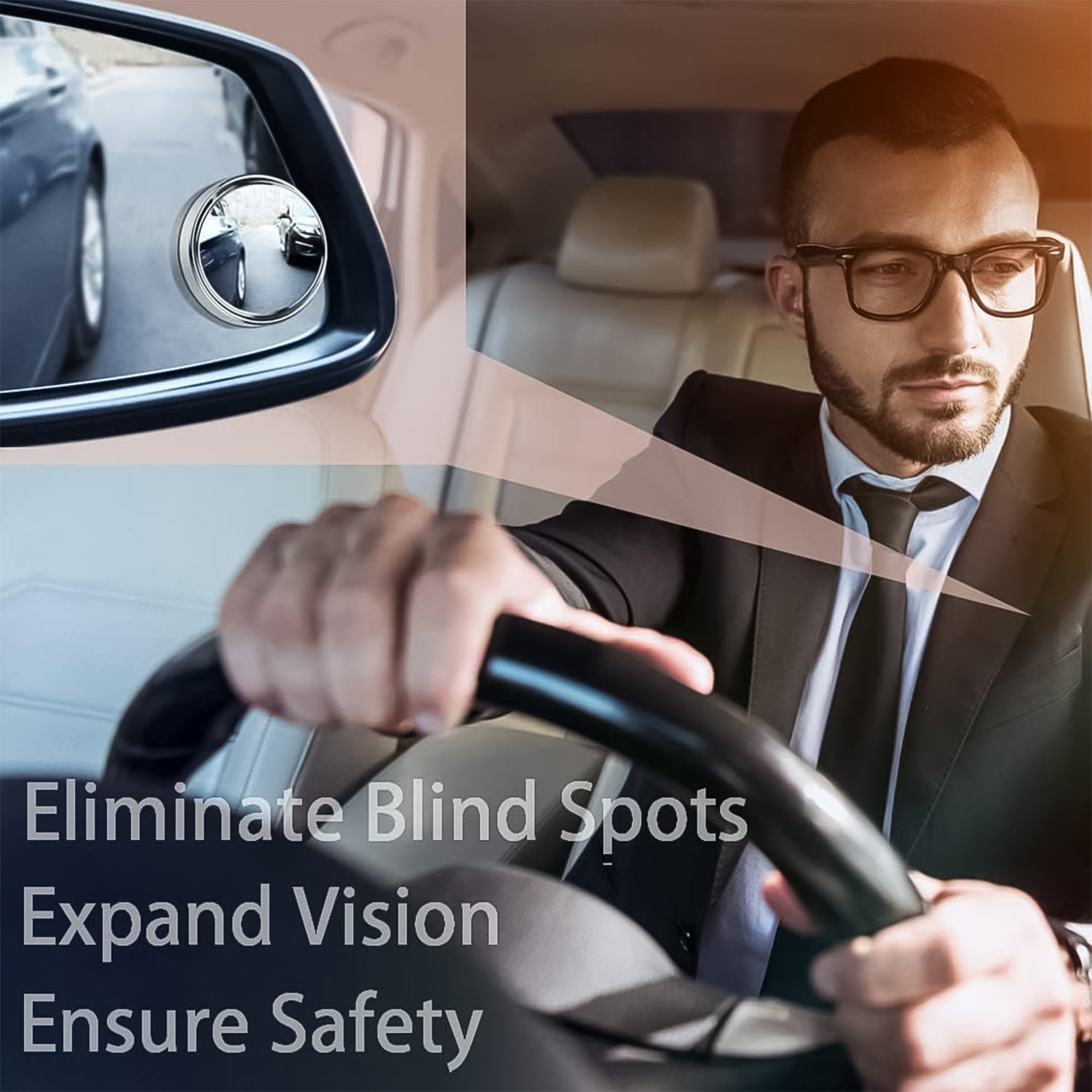 Car convex safety mirror with 3M adhesive installed on door