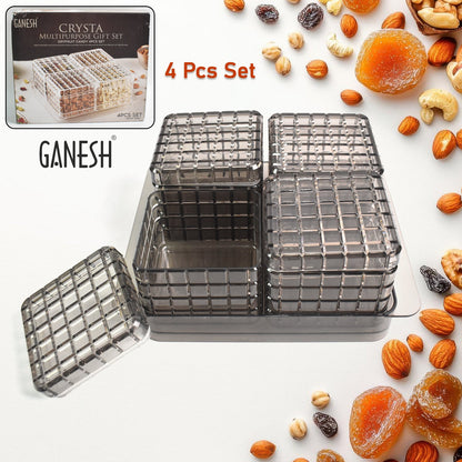 Transparent dry fruit box set with airtight lids and tray