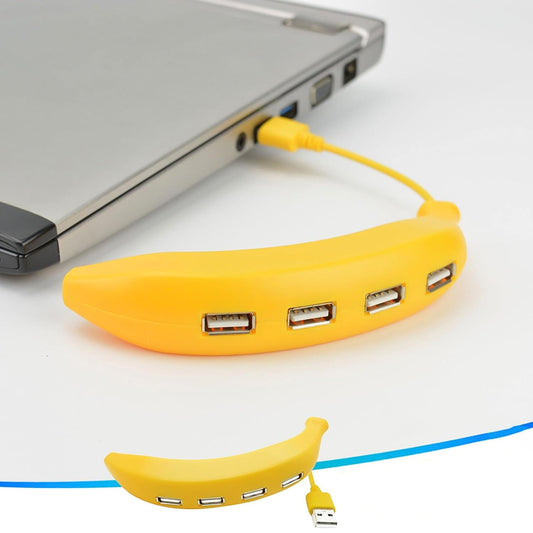 Banana shaped mini USB hub 4 port splitter laptop accessory