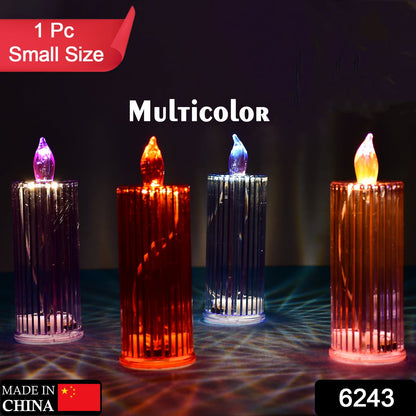 Multicolor battery LED candle with crystal transparent body