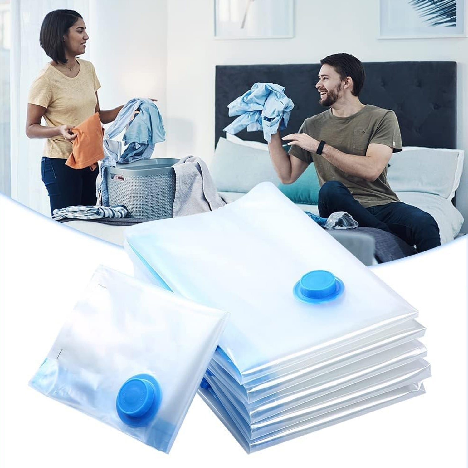 Big capacity vacuum seal bags for clothes and blankets

