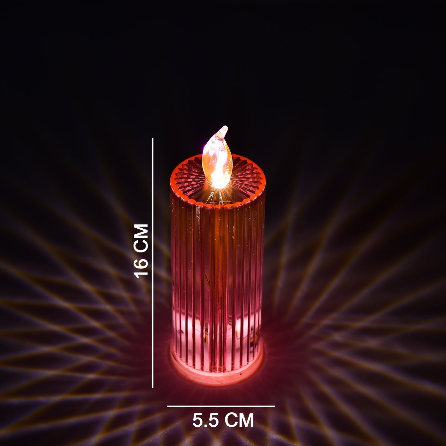 Dimensions of Battery powered multicolor LED candle with glitter effect