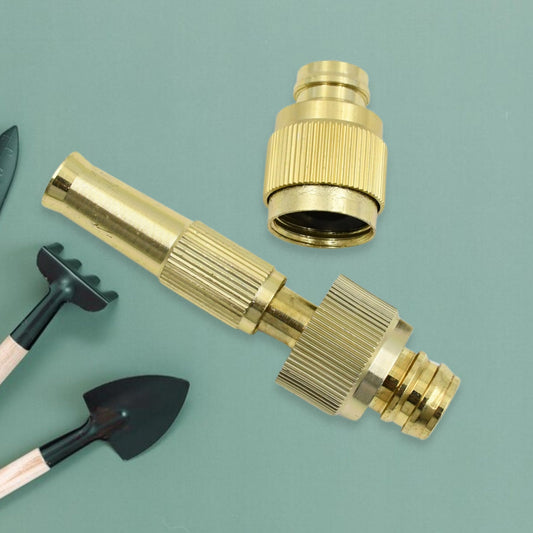 Solid brass adjustable water spray nozzle for garden hose
