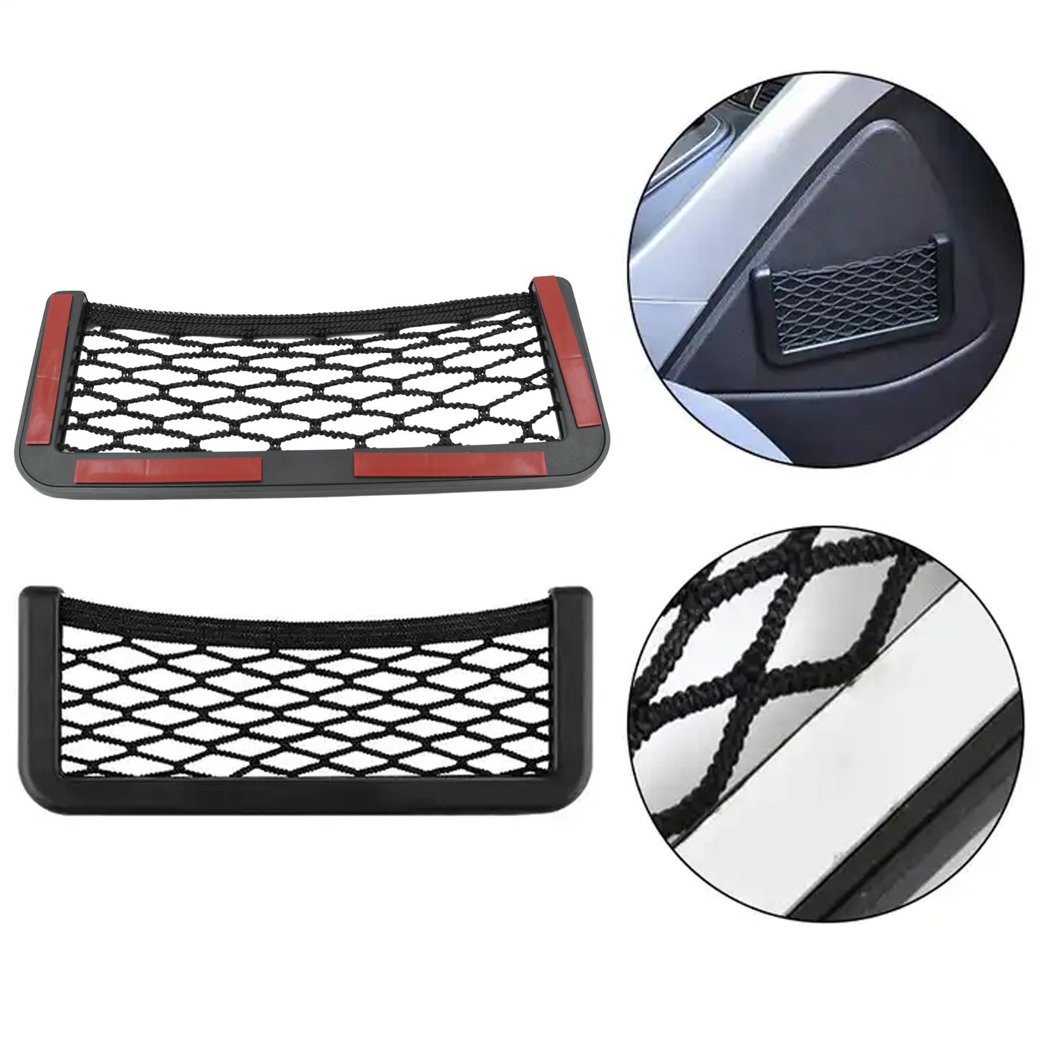 Adhesive mesh bag for car organizer and small essentials