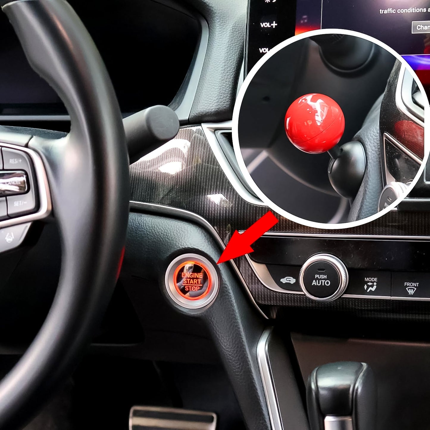 Durable metal alloy car starter button cover ball joystick