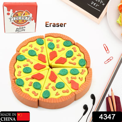 Set of 7 pizza slice erasers perfect for return gifts, party favors, and stationery kits