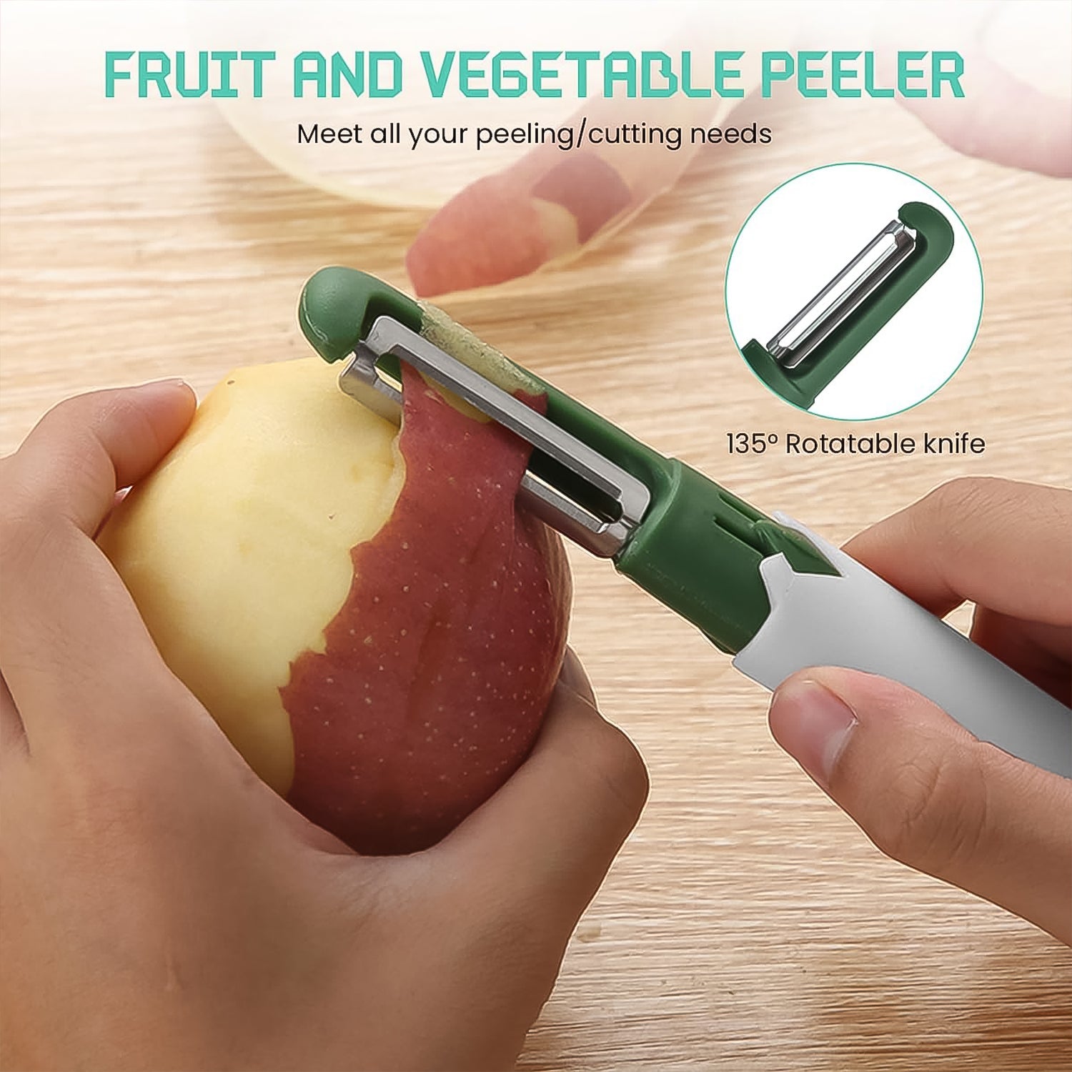 Sharp ceramic fruit peeler knife for peeling apples, carrots, and potatoes
