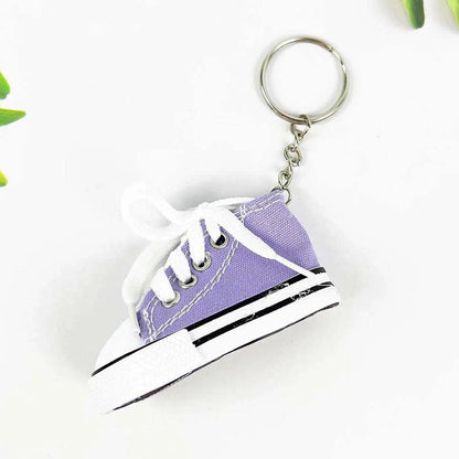 High-Top Basketball Shoe Keychain, Durable canvas mini shoe keychain with metal chain