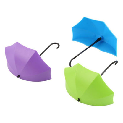 Adhesive umbrella wall hook offering dual function for hanging and storage