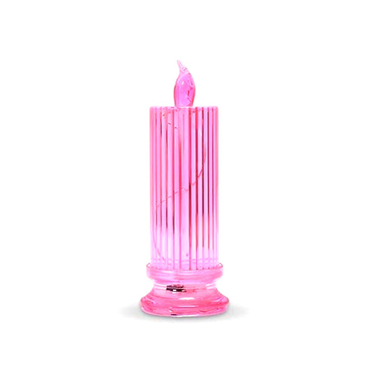 Battery operated crystal LED candle multicolor glitter swirl