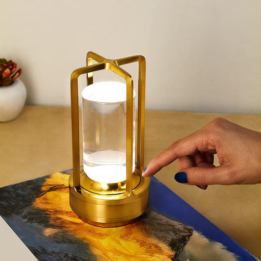 Crystal lamp with 3 lighting colors on bedside table
