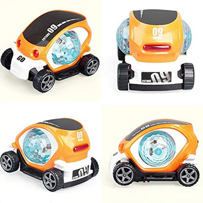 Battery operated stunt car toy for kids with LED effects