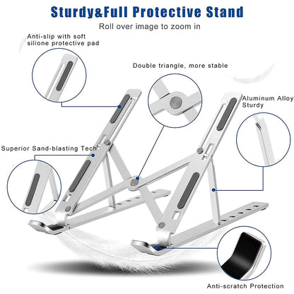 Adjustable laptop riser with ventilated platform for cooling