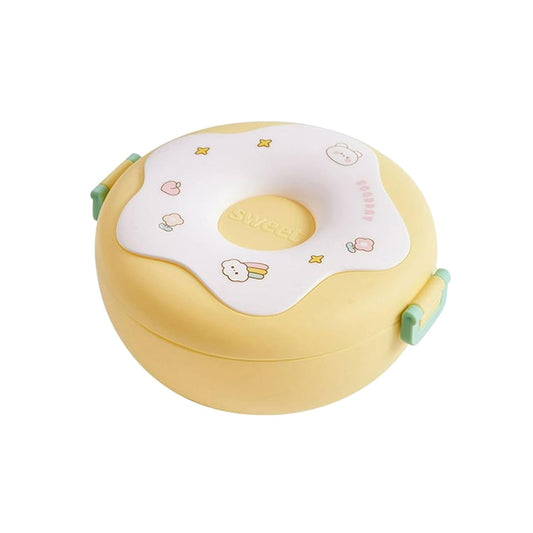 Insulated Donut-Shaped Lunch Box with 3 Compartments, Donut shaped insulated lunch box BPA free with spoon 3 compartments