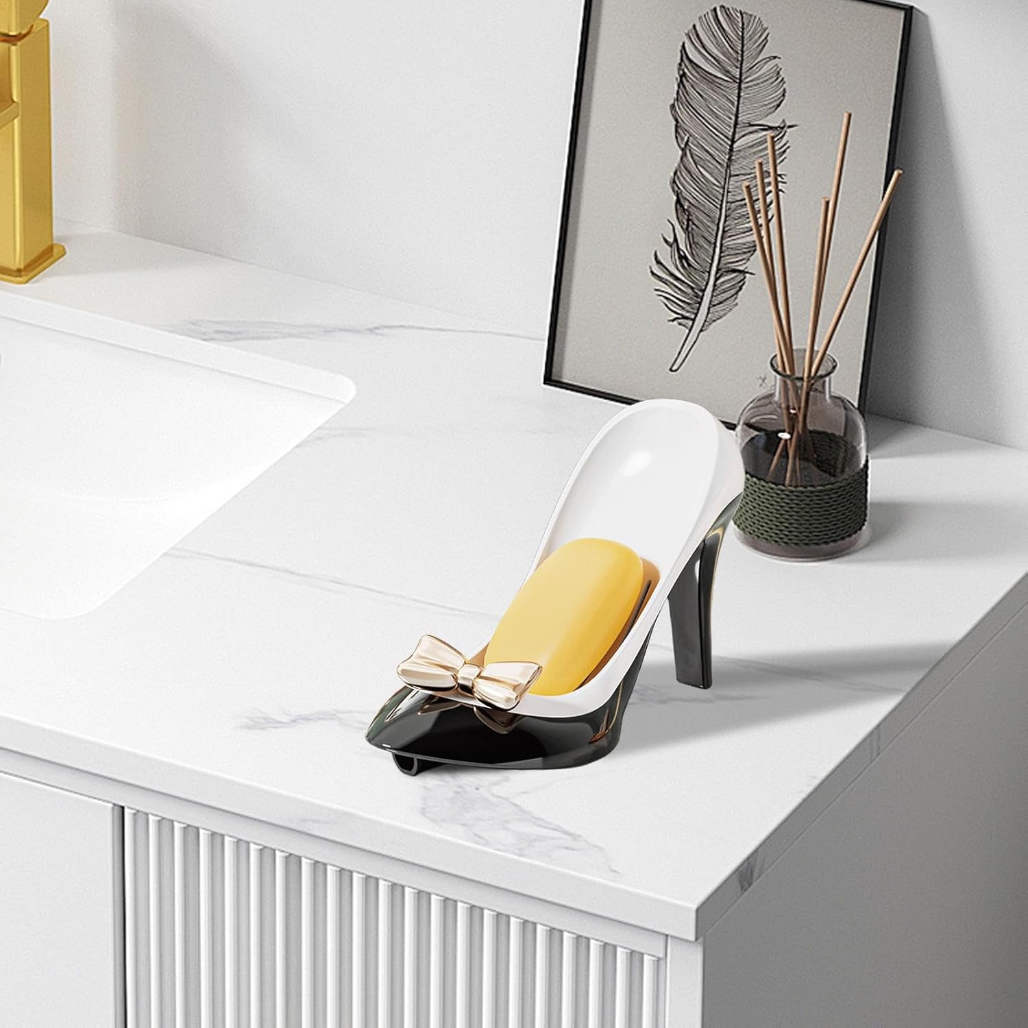 unique soap stand for kids and adults, high heels style soap dish for modern bathroom, pack of 2 soap boxes with stylish and hygienic design

