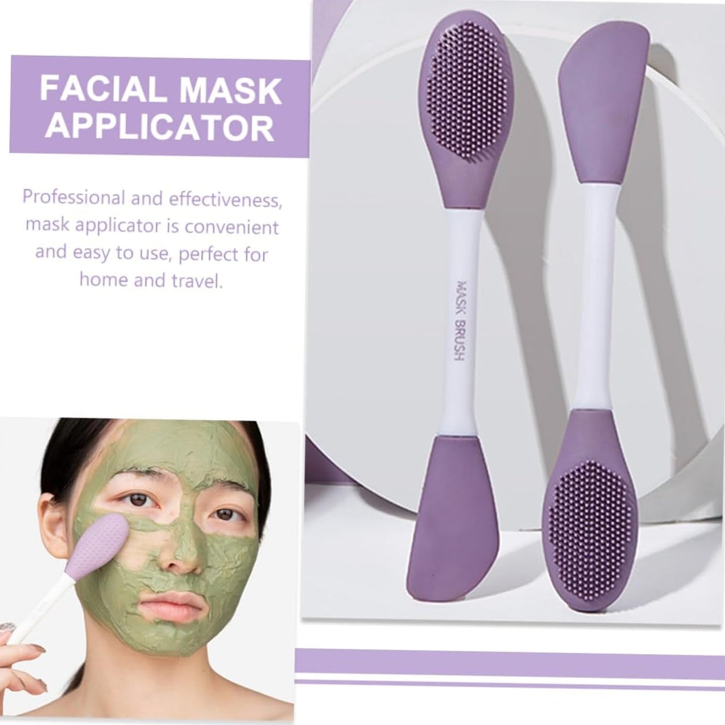 Flat spatula silicone mask brush for mess-free skincare routines